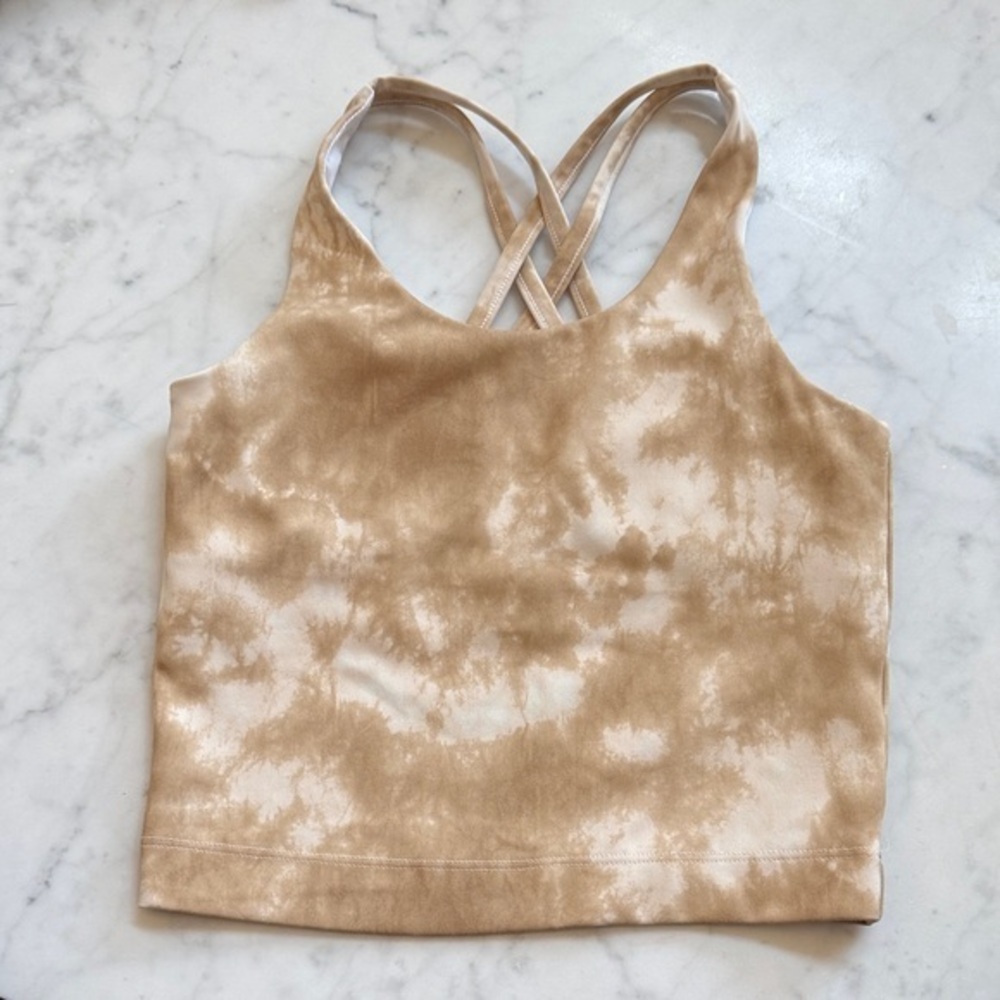 Girls Tie Dye Athletic Crop Top Size 8 Tan Beige Crisscross Back GAP